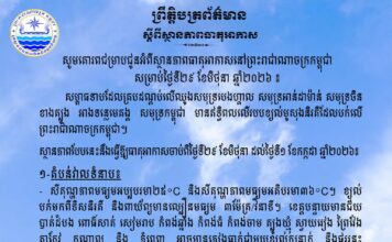 ក្រសួងធនធានទឹក ជូនដំណឹងអំពីស្ថានភាពធាតុអាកាសនៅកម្ពុជា សម្រាប់ថ្ងៃទី២៩ ខែមិថុនា ឆ្នាំ២០២៦