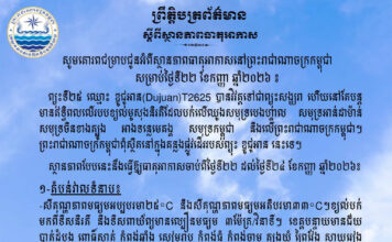 ក្រសួងធនធានទឹក ជូនដំណឹងអំពីស្ថានភាពធាតុអាកាសនៅកម្ពុជា សម្រាប់ថ្ងៃទី២២ ខែកញ្ញា ឆ្នាំ២០២៦